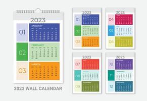 feliz año nuevo 2023 calendario de pared de una página vector