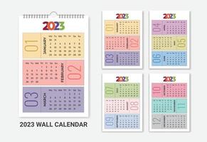 feliz año nuevo 2023 calendario de pared de una página vector