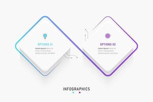 plantilla de diseño de etiquetas infográficas vectoriales con iconos y 2 opciones o pasos. se puede utilizar para diagramas de proceso, presentaciones, diseño de flujo de trabajo, banner, diagrama de flujo, gráfico de información. vector