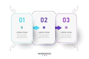 plantilla de diseño de etiquetas infográficas vectoriales con iconos y 3 opciones o pasos. se puede utilizar para diagramas de proceso, presentaciones, diseño de flujo de trabajo, banner, diagrama de flujo, gráfico de información. vector