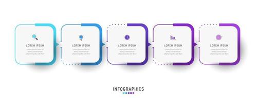 Vector Infographic label design template with icons and 5 options or steps. Can be used for process diagram, presentations, workflow layout, banner, flow chart, info graph.