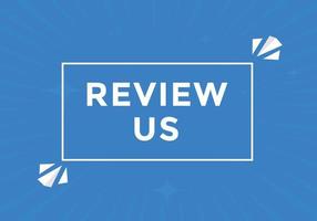 Review us Start now button. Review us User rating social banner promotion. Review Us text social media template vector