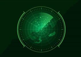 Vector green radar in searching on Black Background