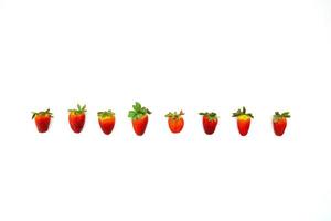 not fresh strawberry groupd in the line on white background white clipping paths photo