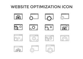 iconos de optimización de sitios web. icono de símbolo de desarrollo de página web. concepto de seo y diseño web vector