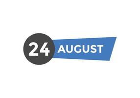 august 24 calendar reminder. 24th august daily calendar icon template. Calendar 24th august icon Design template. Vector illustration