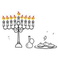 dibujado a mano doodle feliz hanukkah ilustración vector aislado