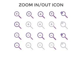 Set of zoom in out icons. Magnifying glass zoom in plus sign. Used for SEO or websites. vector