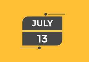 july 12 calendar reminder. 12th july daily calendar icon template. Calendar 12th july icon Design template. Vector illustration