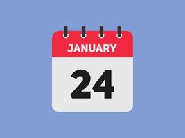 Recordatorio del calendario del 24 de enero. Plantilla de icono de calendario diario del 24 de enero. plantilla de diseño de icono de calendario 24 de enero. ilustración vectorial vector