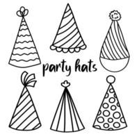 Doodle set with party hats vector