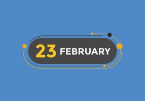 february 23 calendar reminder. 23th february daily calendar icon template. Calendar 23th february icon Design template. Vector illustration