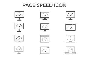 conjunto de iconos de velocidad de página. concepto de seo y diseño web vector