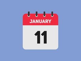 january 11 calendar reminder. 11th january daily calendar icon template. Calendar 11th january icon Design template. Vector illustration