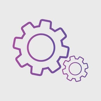 establecer el símbolo del icono de la línea de engranajes para la interfaz de usuario, las redes sociales, el sitio web aislado en el fondo blanco. vector