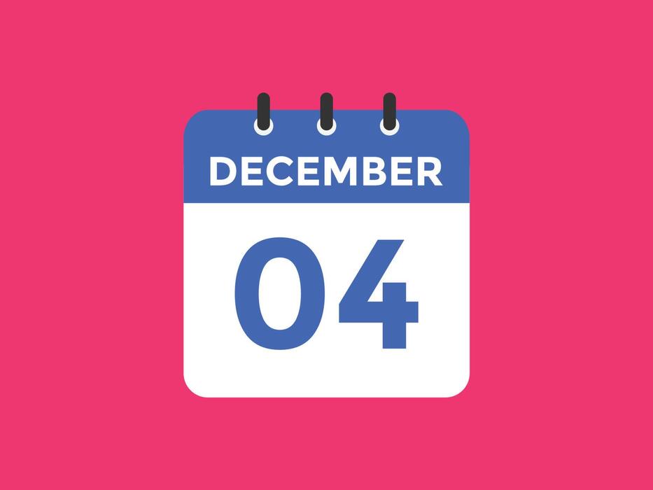 december 4 calendar reminder. 4th december daily calendar icon template.  Calendar 4th december icon Design template. Vector illustration 11079238  Vector Art at Vecteezy