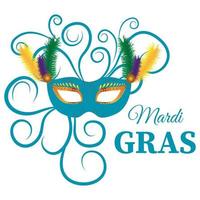 máscara de mardi gras, afiche colorido, plantilla de banner. ilustración vectorial vector