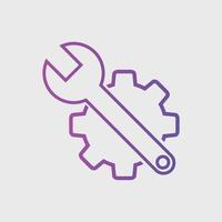 establecer el símbolo del icono de la línea de engranajes para la interfaz de usuario, las redes sociales, el sitio web aislado en el fondo blanco. vector