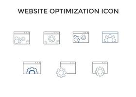 iconos de optimización de sitios web. icono de símbolo de desarrollo de página web. concepto de seo y diseño web vector