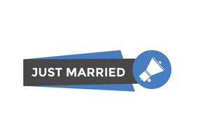 Just married text web template button. Just married Colorful label sign template. speech bubble vector