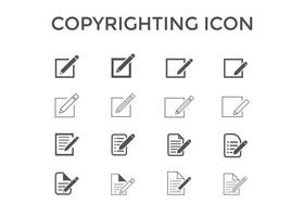 conjunto de iconos de derechos de autor ilustración vectorial. iconos de redacción para seo y sitio web vector