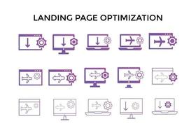 landing page optimization icons. Used for SEO or websites. vector