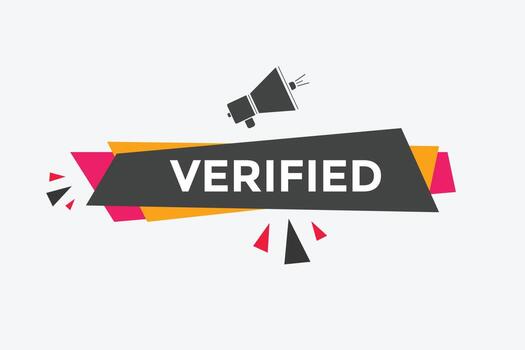 botón de texto verificado. Ilustración de vector de plantilla web de texto verificado.