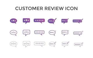 conjunto de comentarios o iconos de revisión del cliente ilustración vectorial. símbolo de signo de revisión de 5 estrellas del cliente para seo, web y aplicaciones móviles vector