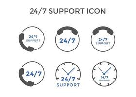 Set of 24 7 support icons Vector illustration support symbol for website or company