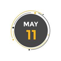 may 11 calendar reminder. 11th may daily calendar icon template. Calendar 11th may icon Design template. Vector illustration