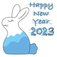 The symbol of the new year 2023, a water rabbit on a white background. vector