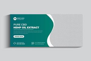 Hemp product cbd oil social media cover and web banner template vector