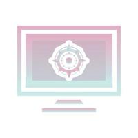 monitor compass logo gradient design template icon element vector