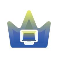 monitor crown logo gradient design template icon element vector