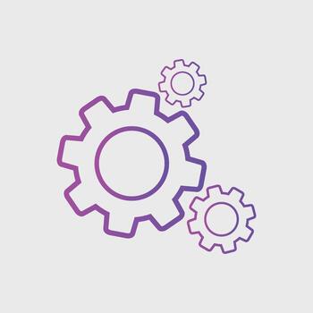 establecer el símbolo del icono de la línea de engranajes para la interfaz de usuario, las redes sociales, el sitio web aislado en el fondo blanco. vector