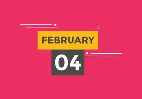 february 4 calendar reminder. 4th february daily calendar icon template. Calendar 4th february icon Design template. Vector illustration