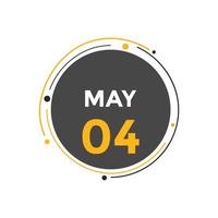 may 4 calendar reminder. 4th may daily calendar icon template. Calendar 4th may icon Design template. Vector illustration