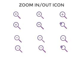 Set of zoom in out icons. Magnifying glass zoom in plus sign. Used for SEO or websites. vector