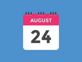 august 24 calendar reminder. 24th august daily calendar icon template. Calendar 24th august icon Design template. Vector illustration