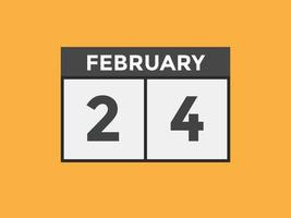 february 24 calendar reminder. 24th february daily calendar icon template. Calendar 24th february icon Design template. Vector illustration