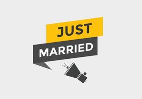 Just married text web template button. Just married Colorful label sign template. speech bubble vector