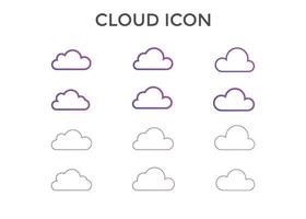 conjunto de ilustración de vector de icono de nube. símbolo de nube para seo, sitio web y aplicaciones móviles.