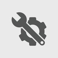 Gear and Wrench icon set Vector illustration. Service Tools icon pack for ui, social media, website Isolated on white background. Settings icon Flat style.