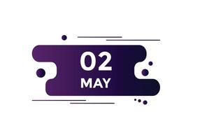 may 2 calendar reminder. 2nd may daily calendar icon template. Calendar 2nd may icon Design template. Vector illustration