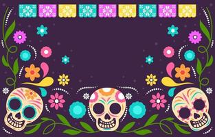 fondo de calavera de azúcar cavalera dia de los muertos vector