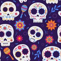 Calavera Sugar Skull Seamless Pattern vector