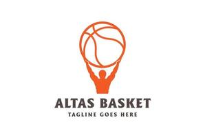 Atlas God Silhouette Lift Basket Ball for Sport Club Competition Logo Design Vector