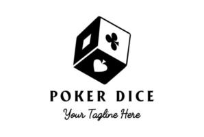 Vintage Square Cube Box Poker Casino Card Dice for Gambling Logo Design Vector