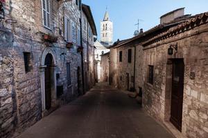 Assisi village in Umbria region, Italy. The town is famous for the most important Italian Basilica dedicated to St. Francis - San Francesco. photo