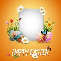 Decorated easter eggs with nature background vector